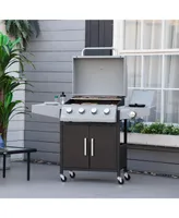 Outsunny 4 Burner Propane Gas Grill with Side Burner,