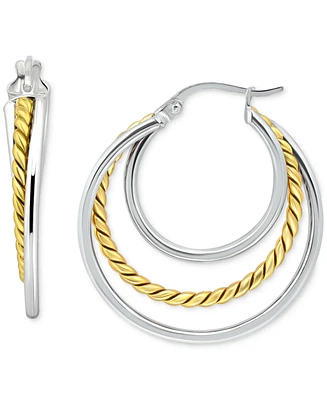 Giani Bernini Triple Small Hoop Earrings in Sterling Silver & 18k Gold-Plate, 1", Created for Macy's