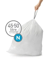simplehuman Code N 100pk Custom Fit Liners with 5 Quick Dispense Packs, 45-50L Kitchen Trash Bag Liners