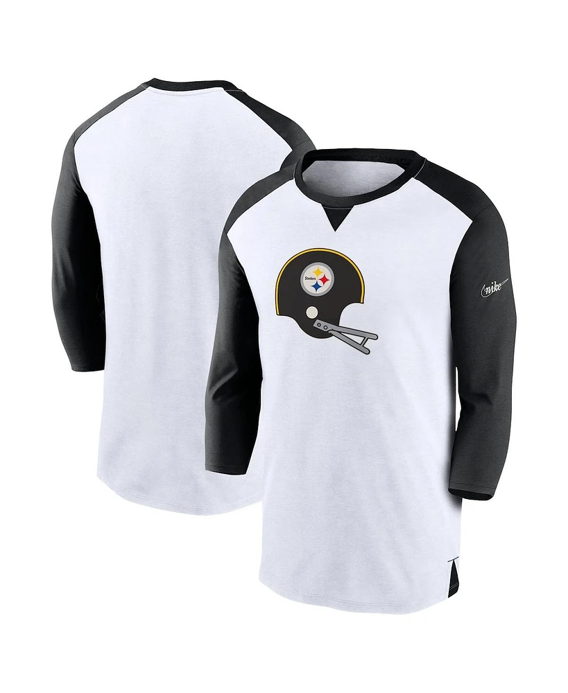 Men's Nike White, Black Pittsburgh Steelers Rewind 3/4-Sleeve T-shirt