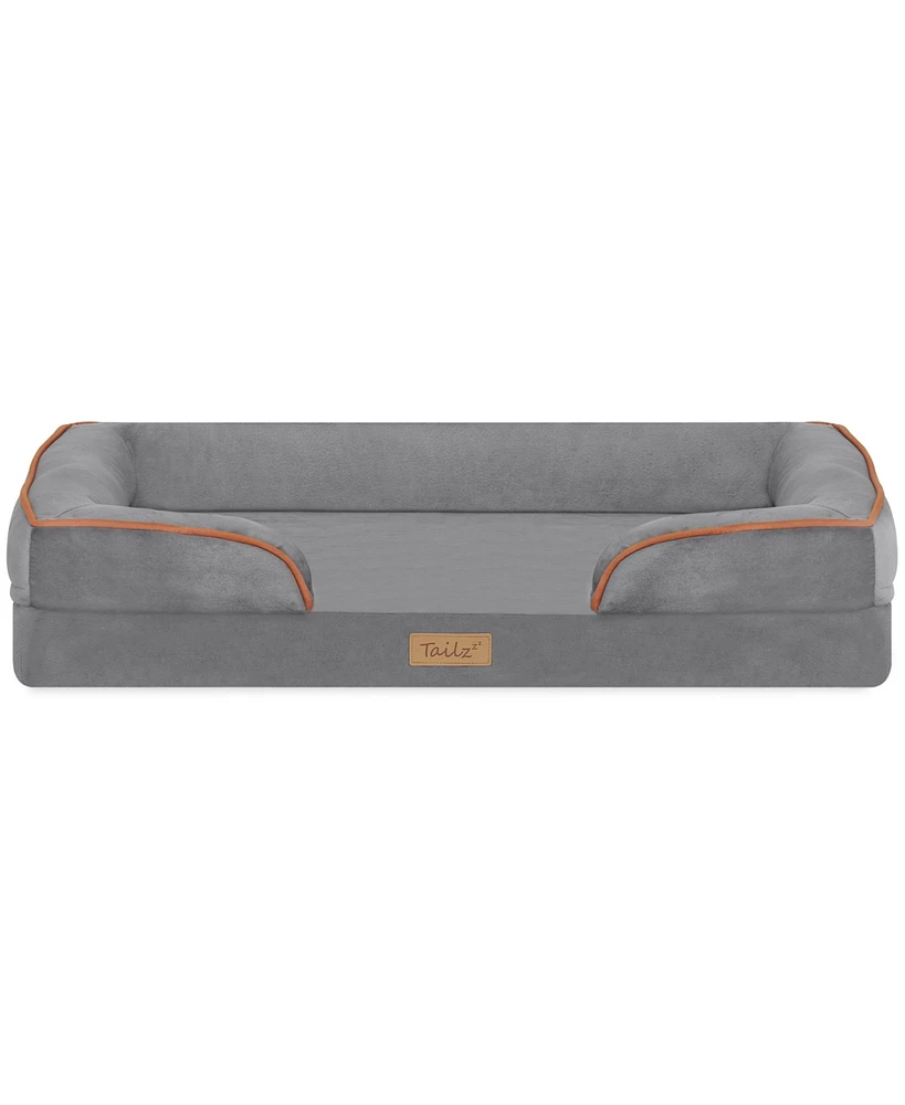 TailZzz Snuggle Pet Mattress | Large to Extra Large Pet Mattress | 2-in-1 Cool Gel Infused with High Density foam | Pet Mattress with Bumper | Anti-Sl