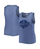 Women's Soft As A Grape Navy Atlanta Braves Plus Size High Neck Tri-Blend Tank Top