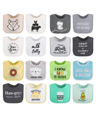 The Peanutshell Baby Girls Unisex Terry Bibs, 16 Pack for Feeding, Teething, or Drooling, Neutrals Theme
