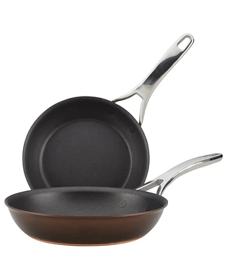 Anolon Nouvelle Copper Luxe Hard-Anodized Nonstick Frying Pan Set, 2-Piece, Sable