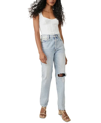 Free People Women's Boss Babe Ribbed-Knit Corset Tank Top