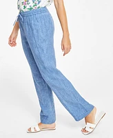 Charter Club Petite 100% Linen Drawstring Pants, Created for Macy's