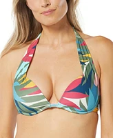 Coco Reef Women's Contours Cameo Tropical-Print Halter-Style Push-Up Bikini Top