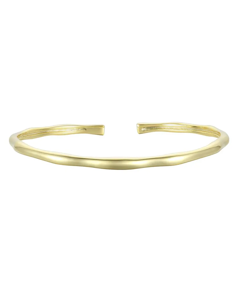 Rachel Glauber 14K Gold Plated Thin Cuff Adjustable Bangle Bracelet