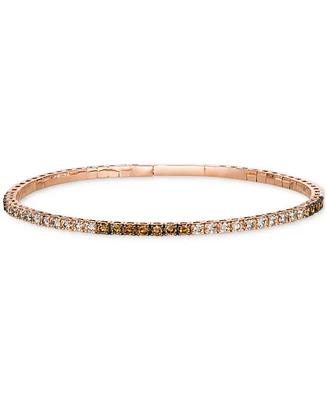 Le Vian Ombre Chocolate Ombre Diamond Skinny Bangle Bracelet (1-1/2 ct. t.w.) in 14k Rose Gold