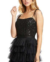 Mac Duggal Women's Ieena Sequined Bustier Tiered Ruffle Gown