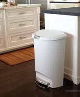 simplehuman 13 Gallon Plastic Semi-Round Step Kitchen Trash Can with Soft-Close Locking Lid