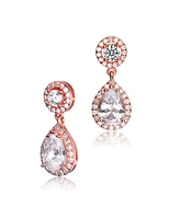 Genevive Sterling Silver Cubic Zirconia Pear Drop Earrings