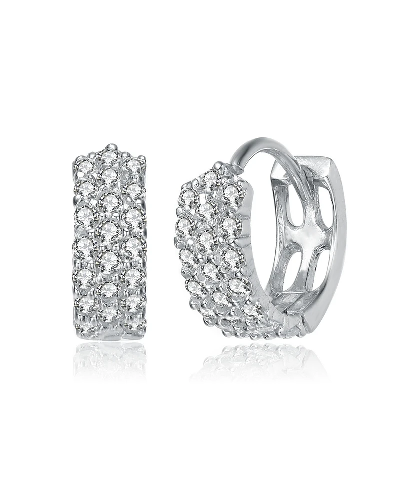 One of a Kind White Gold Plated Cubic Zirconia 13mm Hoop Earrings
