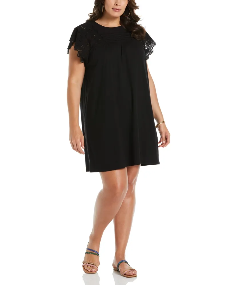 Ella Rafaella Plus Knit Eyelet Short Sleeve Tee Shirt Dress