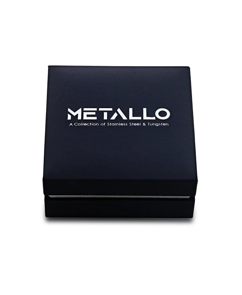 Metallo Mens Stainless Steel with Silver Cable Bracelet