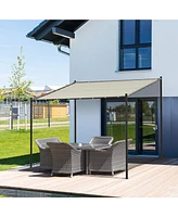 Outsunny 10' x 9' Outdoor Wall Patio Gazebo Canopy w/ Polyester Roof