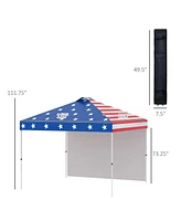 Outsunny 10' Pop-Up Foldable Gazebo with Roller Bag Sidewall Multicolo
