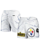Men's Pro Standard White Pittsburgh Steelers Allover Marble Print Shorts