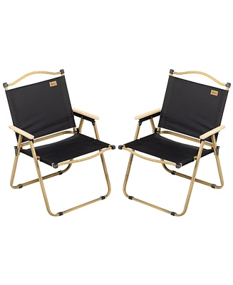 Outsunny Set of 2 Folding Camping Chair, Portable Armchairs,