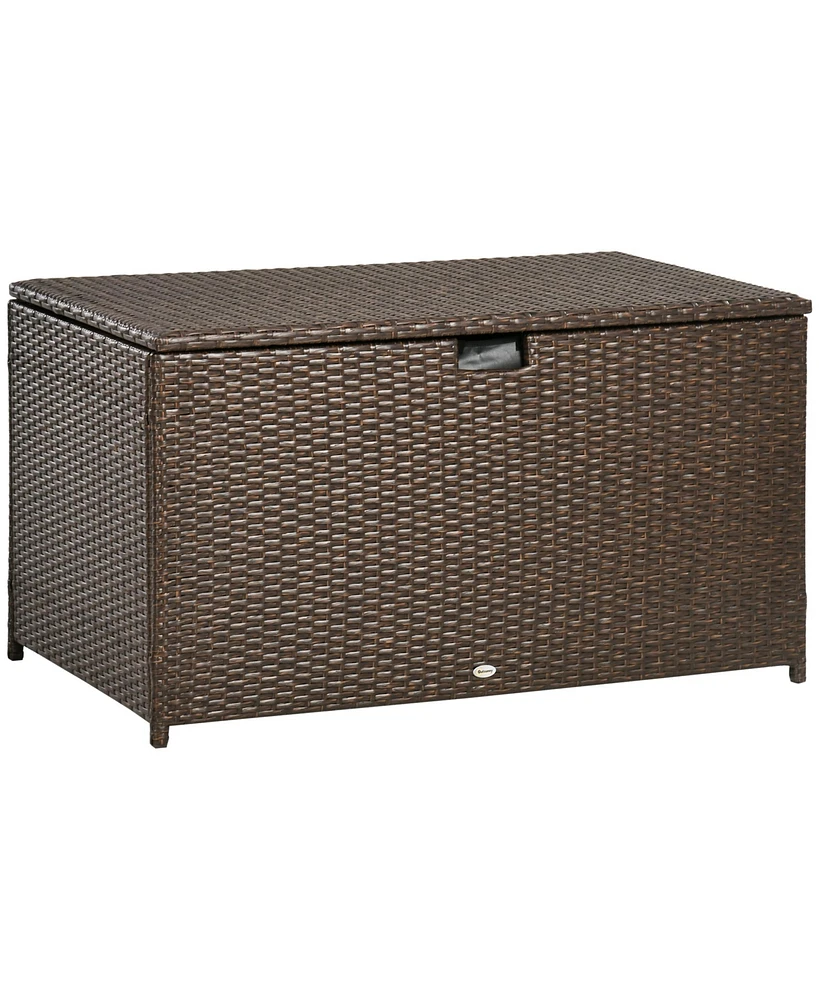 Outsunny 113 Gallon Deck Box with Groove Handle for Garden Tools