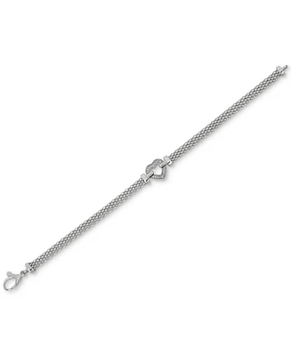 Diamond Heart Mesh Link Bracelet (1/8 ct. t.w.) in Sterling Silver