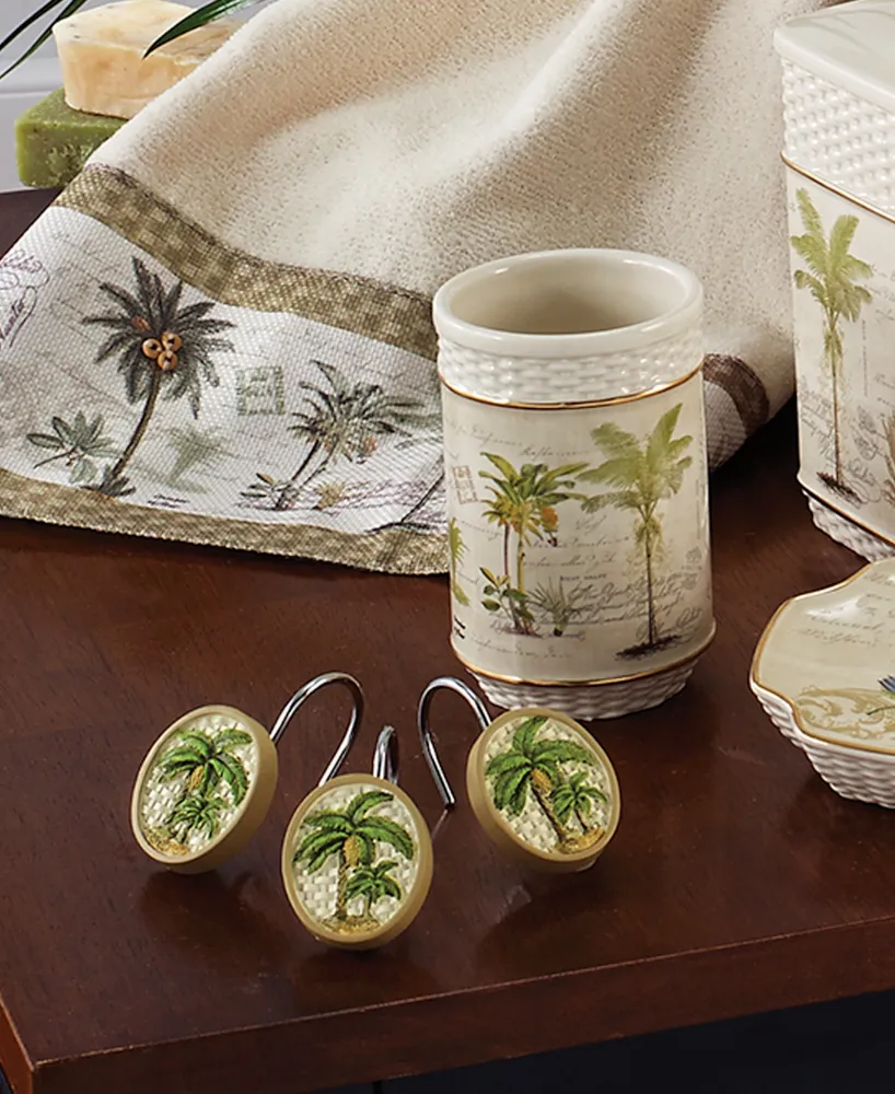 Avanti Colony Palm Tree Textured Ceramic 12-Pc. Shower Curtain Hooks