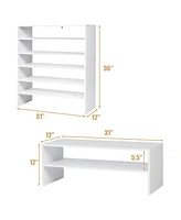 3 Pcs Stackable Shoe Rack 31-Inch Horizontal Organizer 2-tier StorageShelf