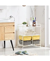 Rolling Storage Cart w/4 Drawers 2 Shelves Metal Rack Shelf Utility Organizer