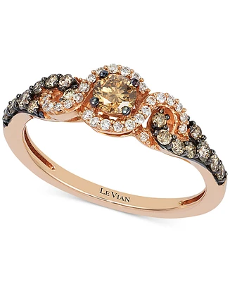 Le Vian Diamond Three-Stone Ring 14k Rose Gold (1/2 ct. t.w.) (Also Available Yellow or White Gold)