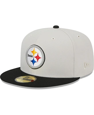 Men's New Era Khaki, Black Pittsburgh Steelers Super Bowl Champions Patch 59FIFTY Fitted Hat