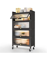 Mega Casa 4 Door Accent Cabinet, 5 Tier Kitchen Organizer Shelf