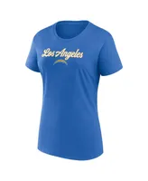 Women's Fanatics Powder Blue, Heather Charcoal Los Angeles Chargers Script T-shirt and Shorts Lounge Set