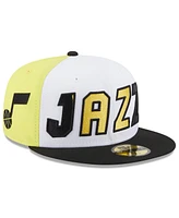 Men's New Era White, Black Utah Jazz Back Half 59FIFTY Fitted Hat