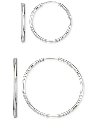 2-Pc. Set Polished Endless Small & Medium Hoop Earrings