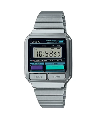 G-Shock Unisex Digital Silver-Tone Stainless Steel Watch 33.5mm, A120WE-1AVT