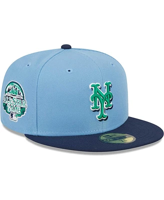 Men's New Era Light Blue, Navy York Mets Green Undervisor 59FIFTY Fitted Hat