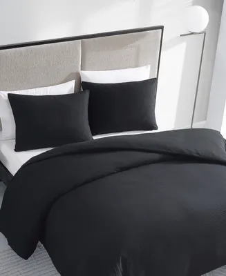 Vera Wang Waffle Pique Cotton 3 Piece Duvet Cover Set