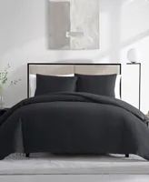 Vera Wang Waffle Pique Cotton 3 Piece Duvet Cover Set