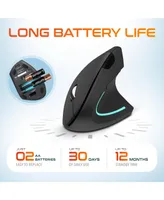 Delton S12 Ergonomic Wireless Vertical Mouse (Black) (DMERG12-wb)