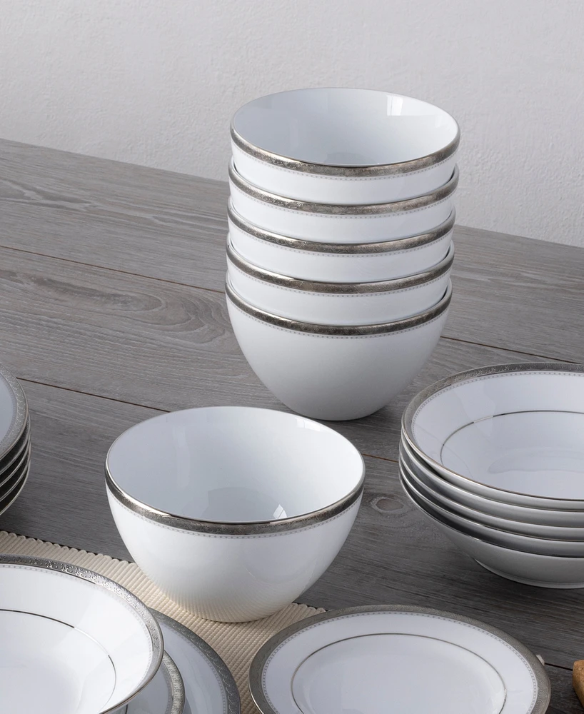 Noritake Charlotta Platinum 4 Piece 6" Cereal Bowls Set, 29 oz, Service for 4