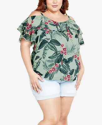 City Chic Plus Phoebe Print Top