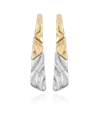 T Tahari Two-Tone Textured Hoop Earrings
