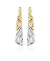 T Tahari Two-Tone Textured Hoop Earrings