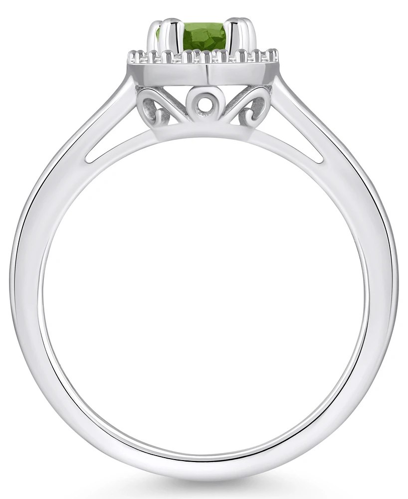 Macy's Peridot (1 ct. t.w.) and Diamond (1/5 Halo Ring 14K Gold