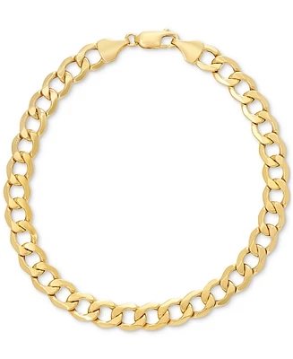 Lightweight Men's Beveled Curb Link Chain Bracelet in 10k Gold