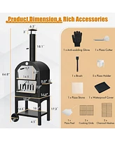 Outdoor Pizza Oven Wood Fire Pizza Maker Grill w/ Pizza Stone & Waterproof Cover