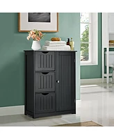Bathroom Floor Cabinet Side Storage with 3 Drawers and 1 Cupboard