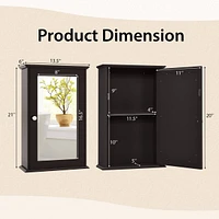 Bathroom Wall Cabinet Single Mirror Door Cupboard Storage Medicine Wood Shelf