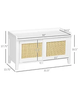 Homcom Shoe Bench with Storage and Pine Wood Legs,