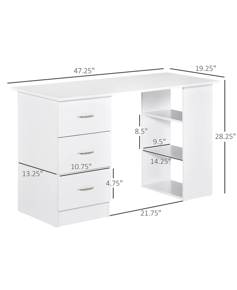 Homcom 47" Modern Computer Desk Writing Table w/ Bookcase Combo Storage Shelf